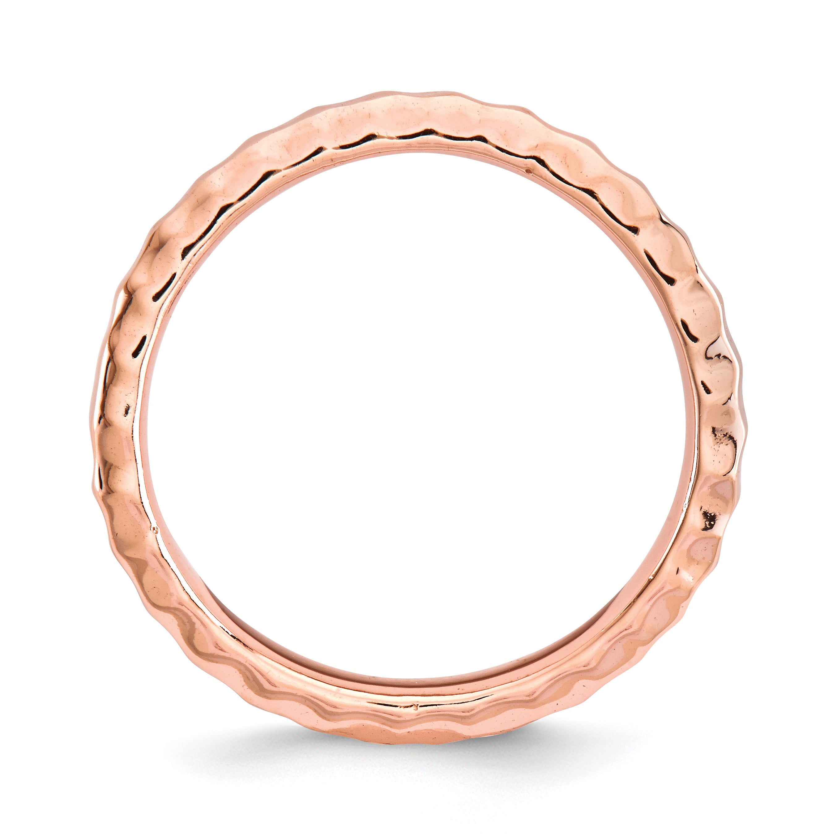 Sterling Silver Stackable Expressions Polished Pink-plate Wave Ring Secondary image