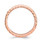 Sterling Silver Stackable Expressions Polished Pink-plate Wave Ring