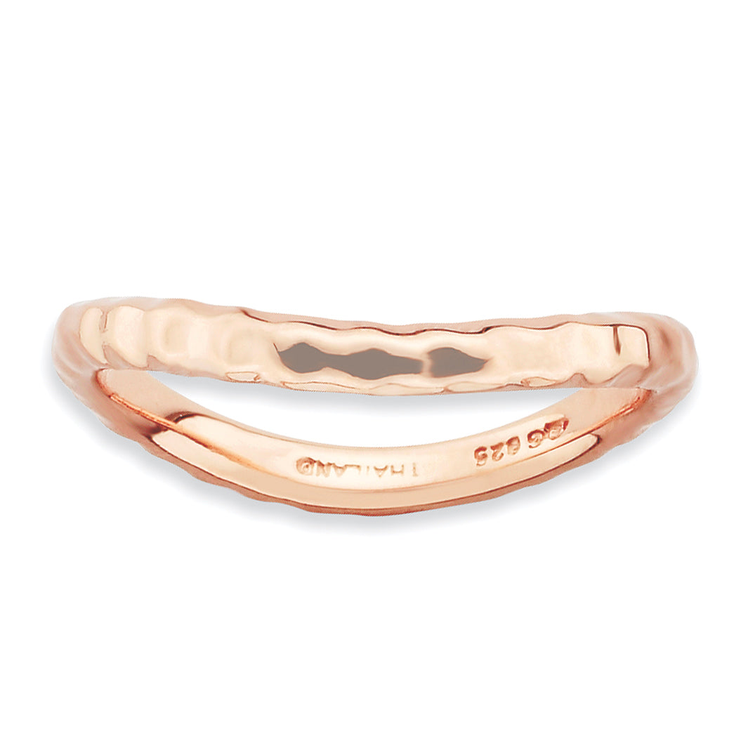 Sterling Silver Stackable Expressions Polished Pink-plate Wave Ring Main image