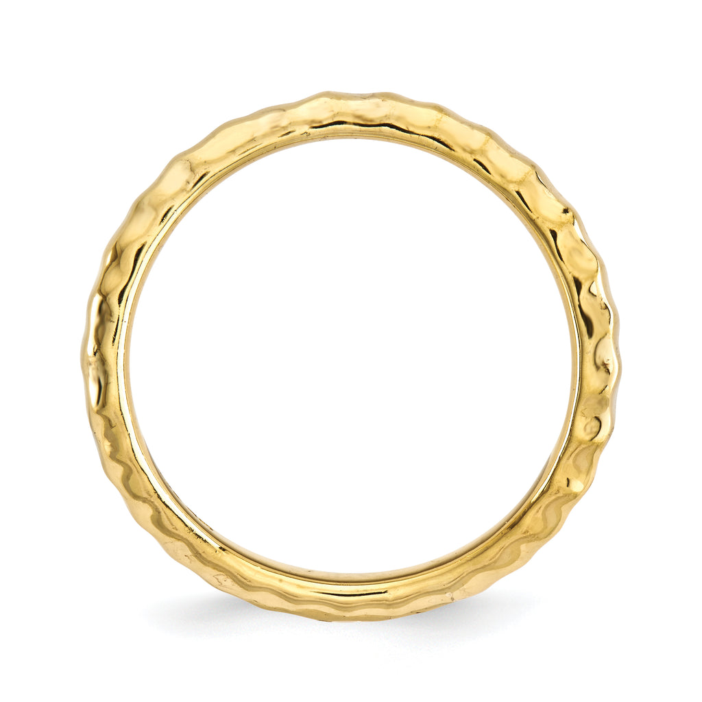 Sterling Silver Stackable Expressions Polished Gold-plate Wave Ring