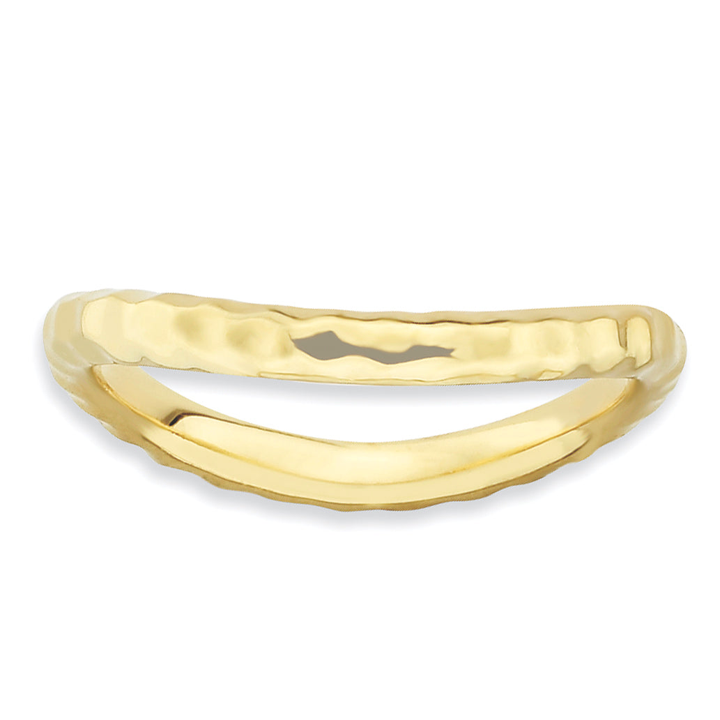 Sterling Silver Stackable Expressions Polished Gold-plate Wave Ring Main image