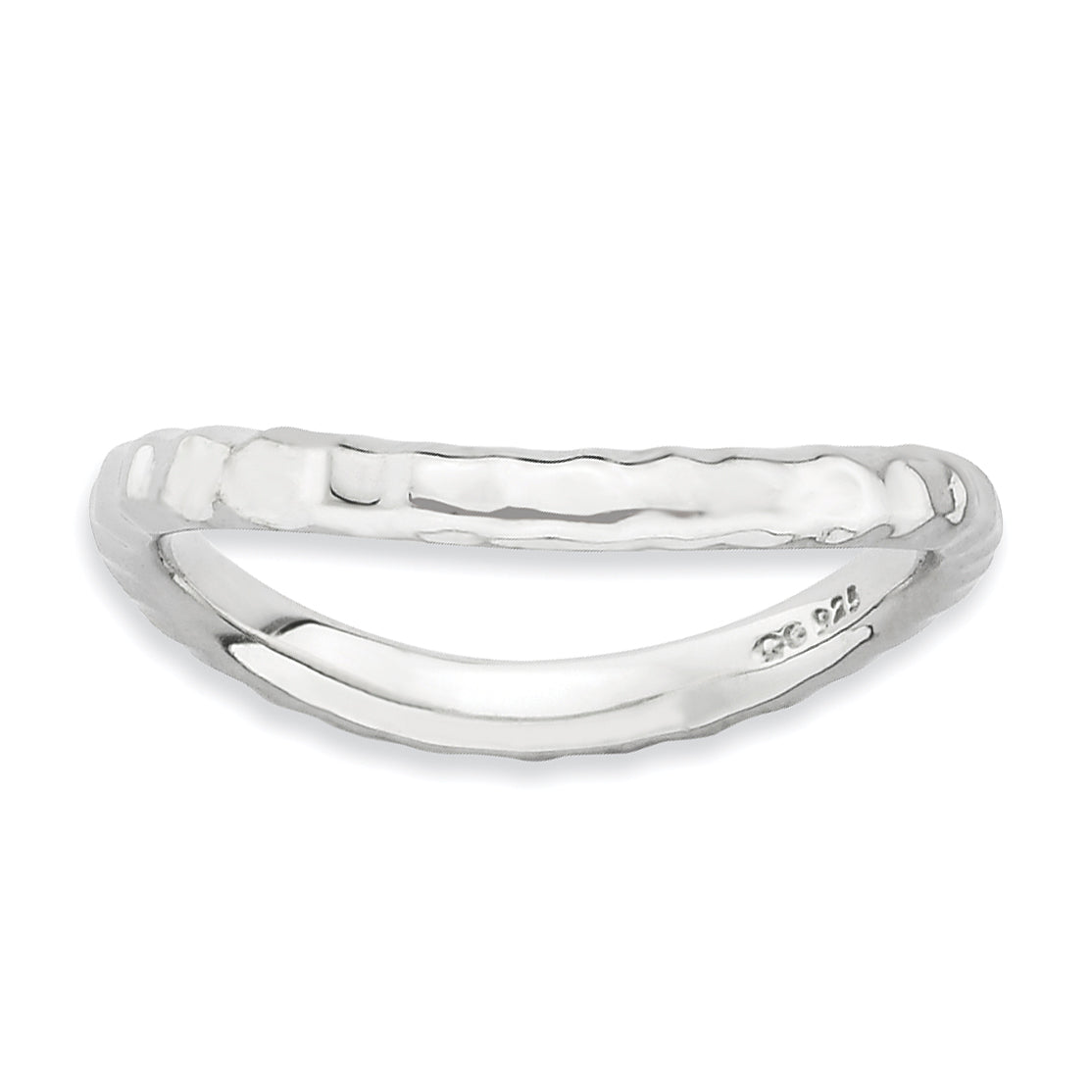 Sterling Silver Stackable Expressions Polished Rhodium-plate Wave Ring Main image