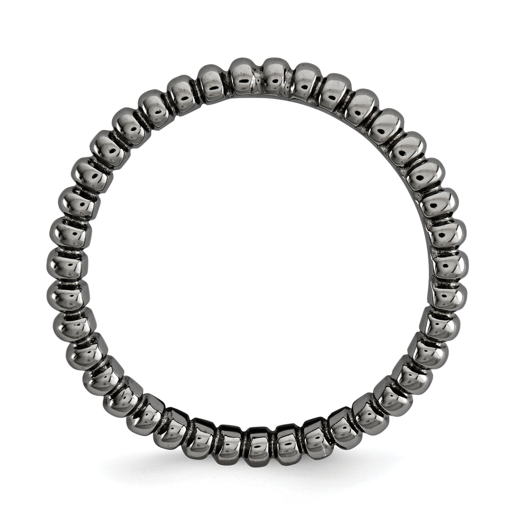 Sterling Silver Stackable Expressions Polished Black-plate Wave Ring