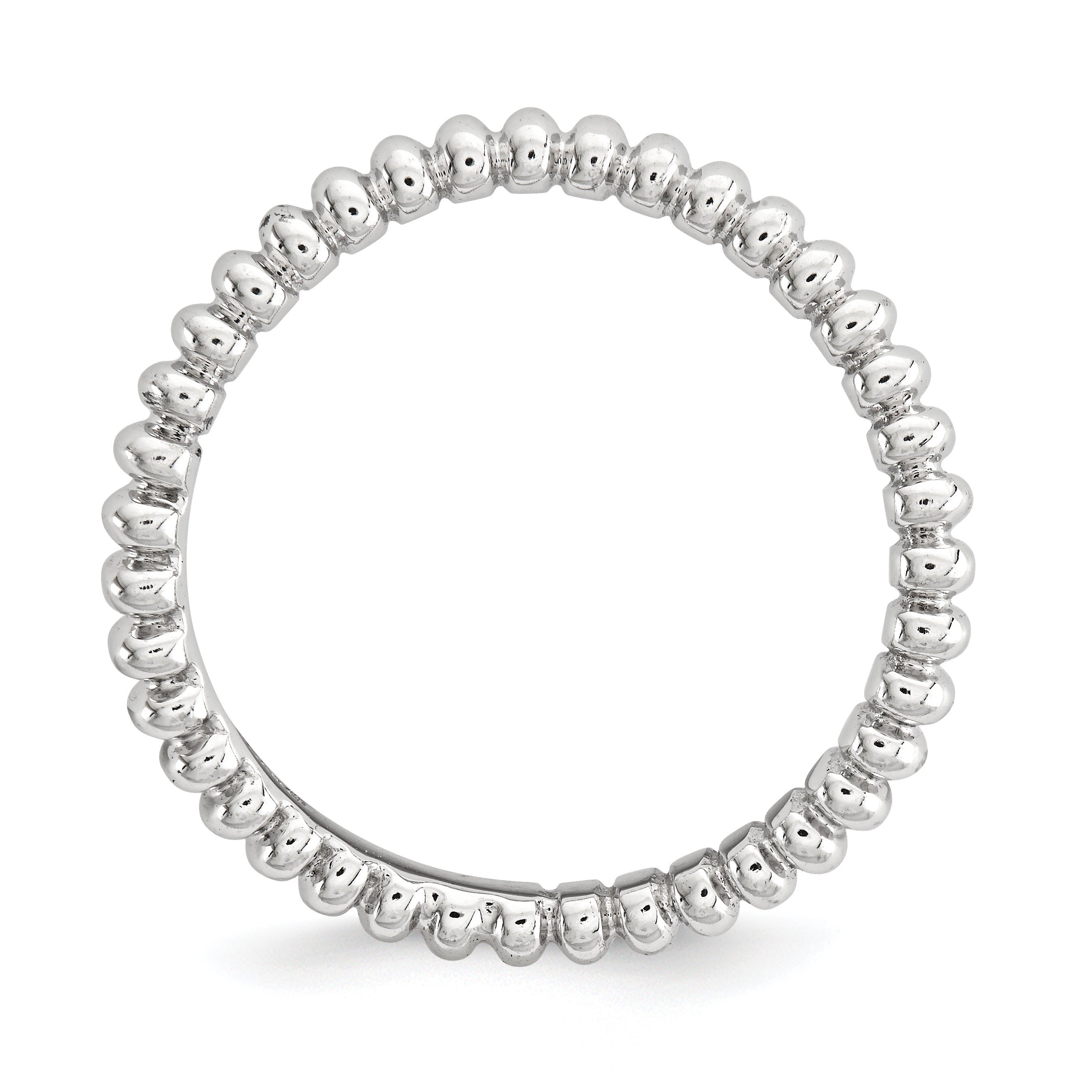 Sterling Silver Stackable Expressions Polished Rhodium-plate Wave Ring Secondary image