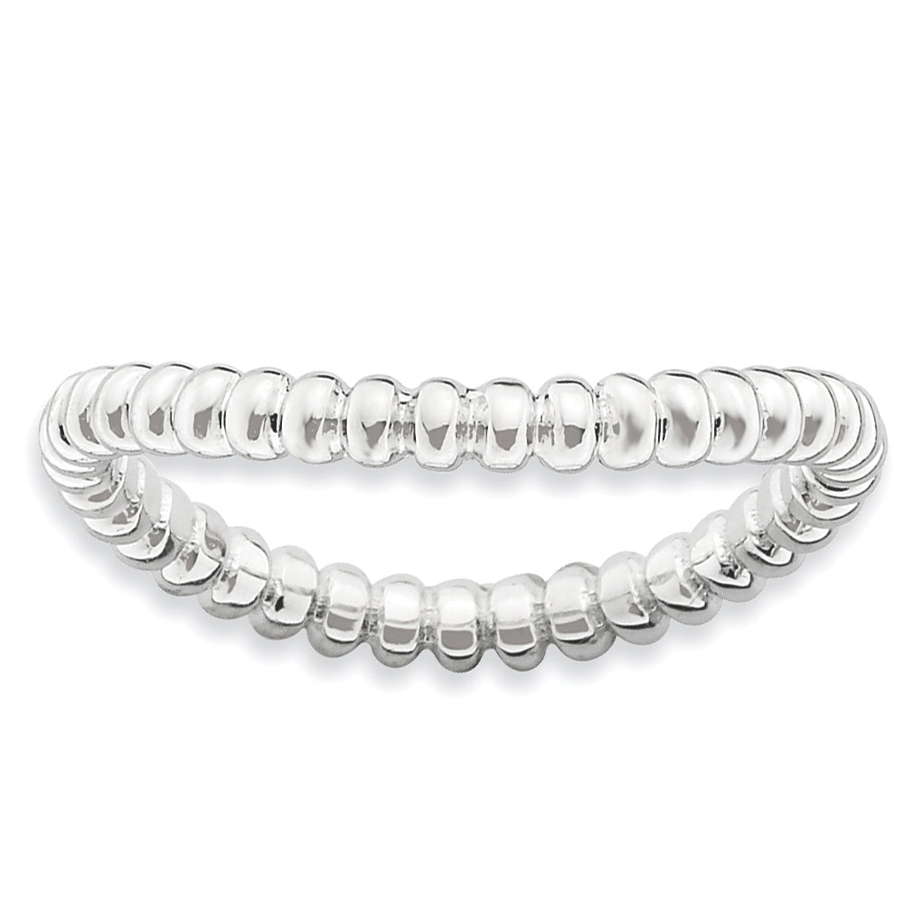 Sterling Silver Stackable Expressions Polished Rhodium-plate Wave Ring Main image