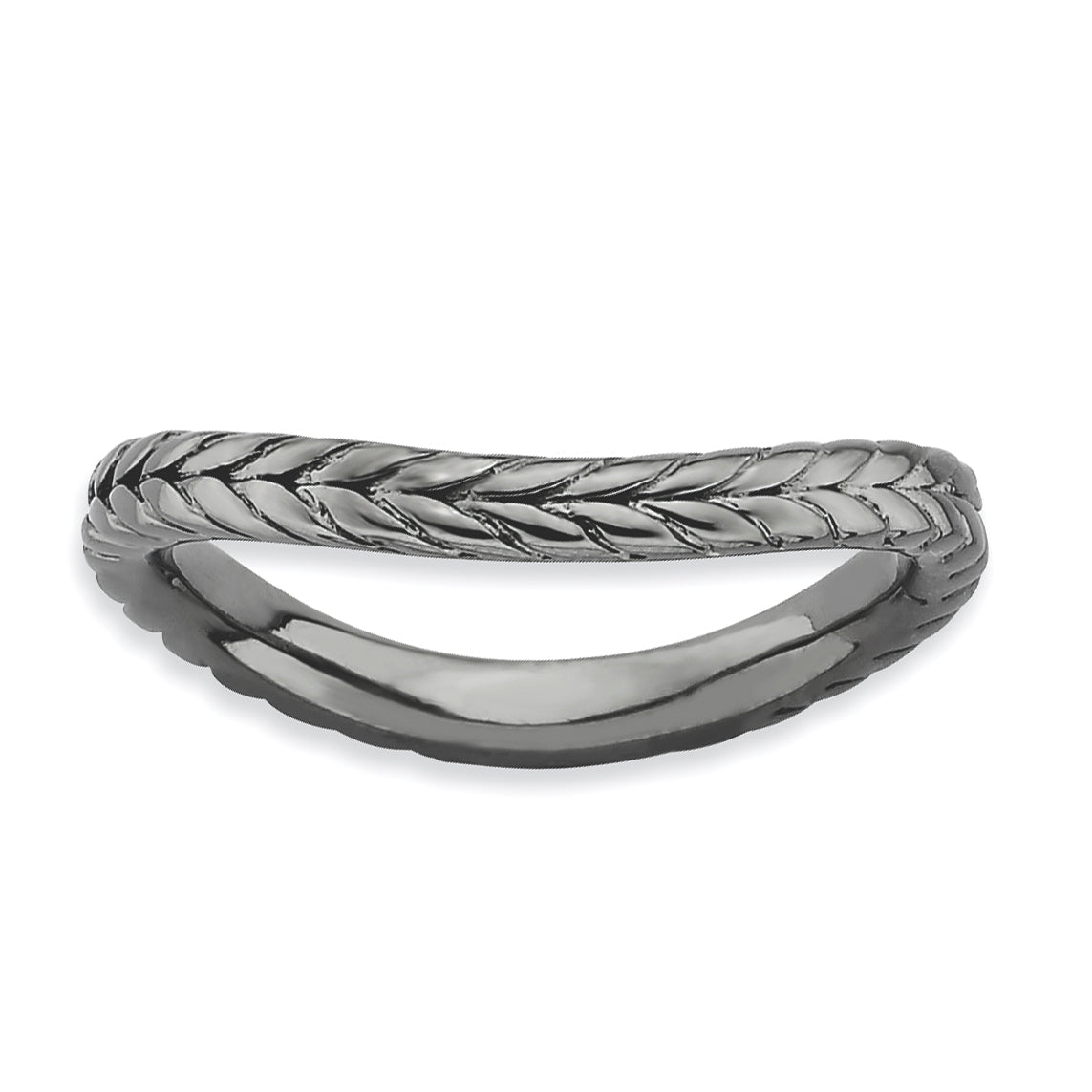 Sterling Silver Stackable Expressions Polished Black-plate Wave Ring Main image