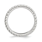 Sterling Silver Stackable Expressions Polished Rhodium-Plated Wave Ring