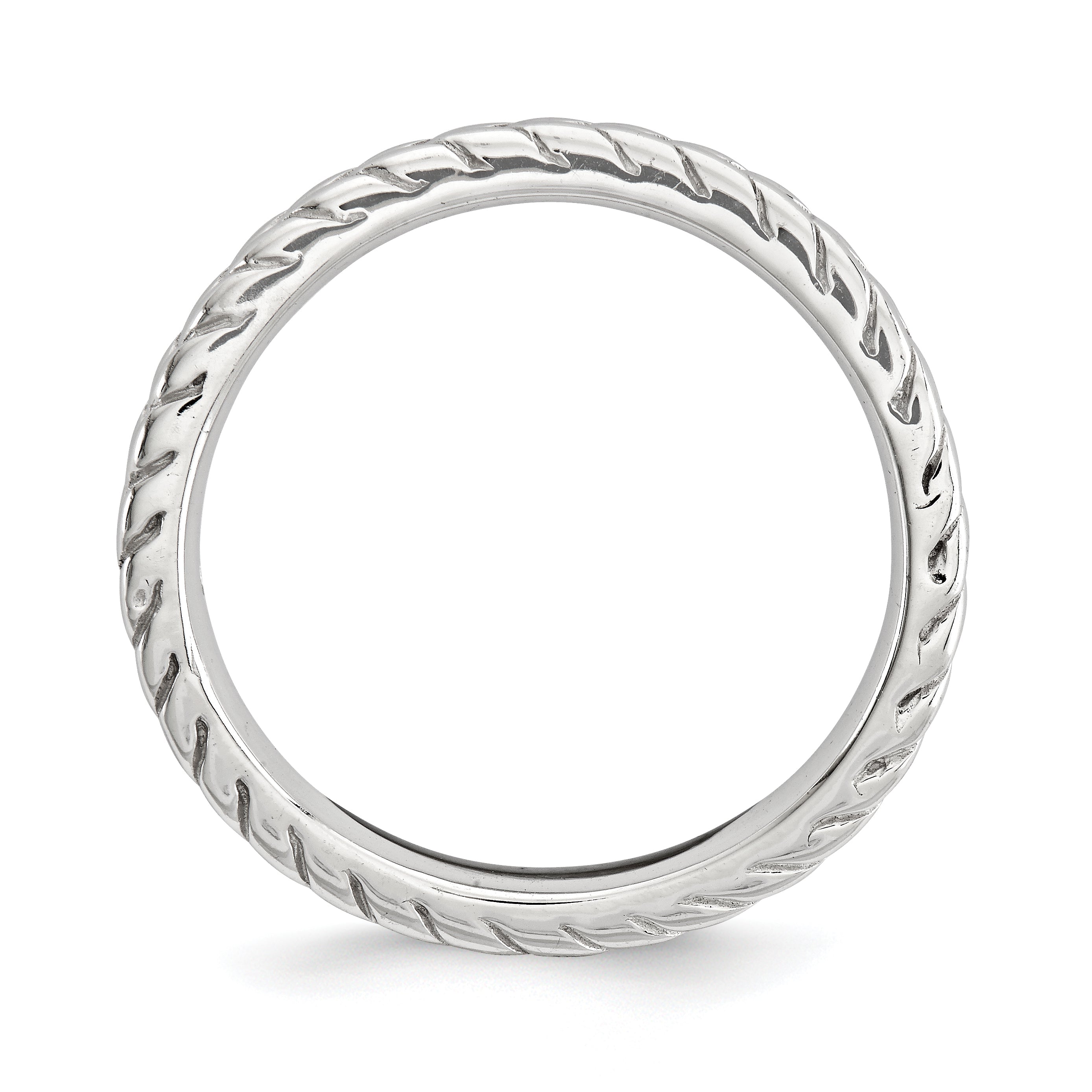 Sterling Silver Stackable Expressions Polished Rhodium-Plated Wave Ring