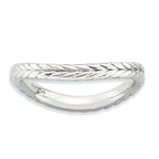 Sterling Silver Stackable Expressions Polished Rhodium-Plated Wave Ring