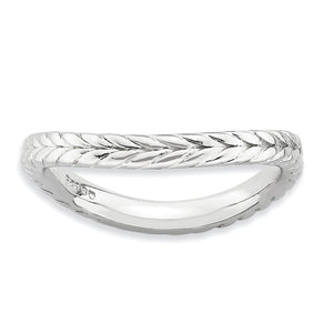 Sterling Silver Stackable Expressions Polished Rhodium-Plated Wave Ring, Size 5–8 - Sophia Jewelers