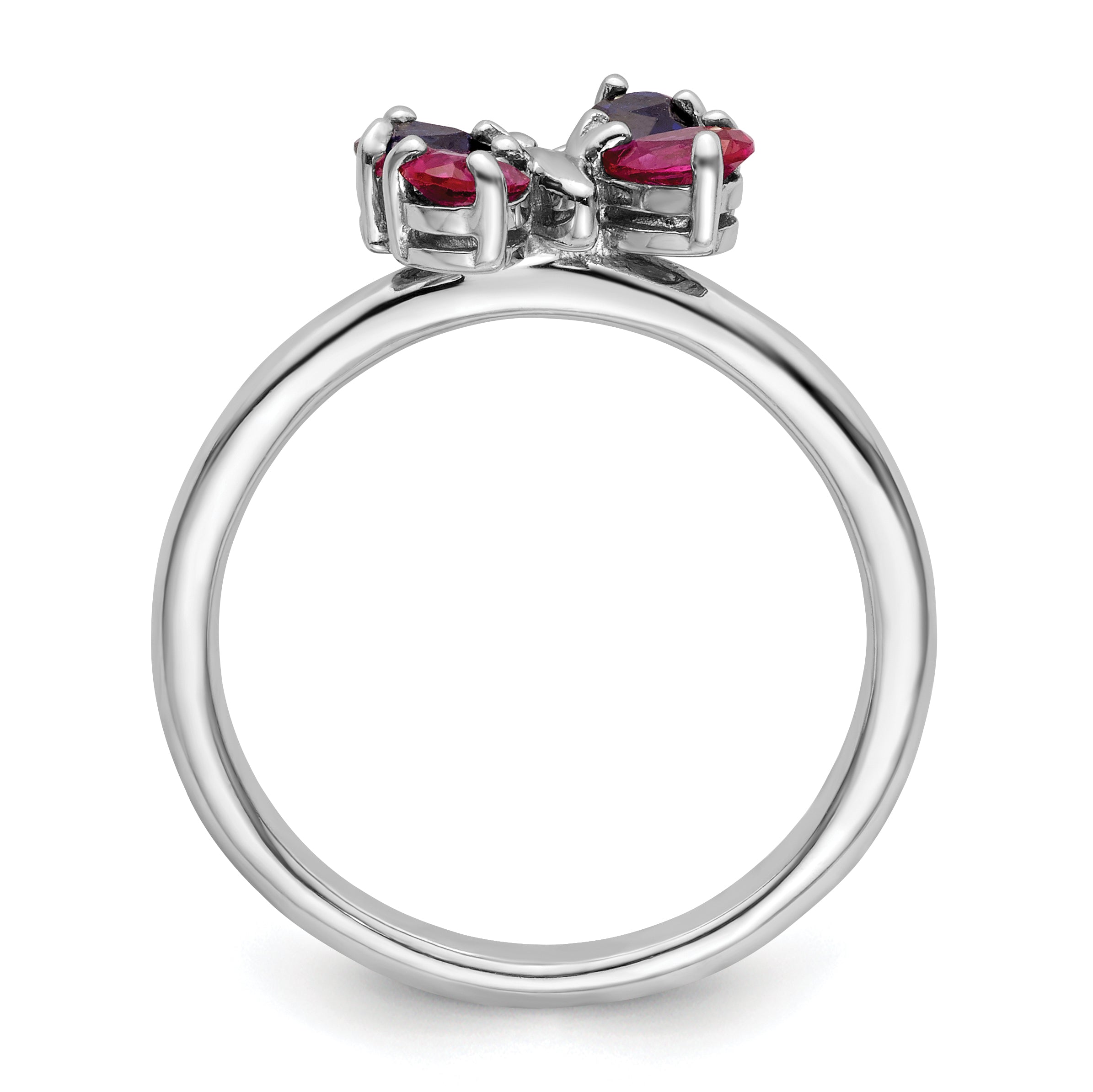Sterling Silver Stackable Expressions Cr Ruby & Cr Sapphire Butterfly Ring Secondary image