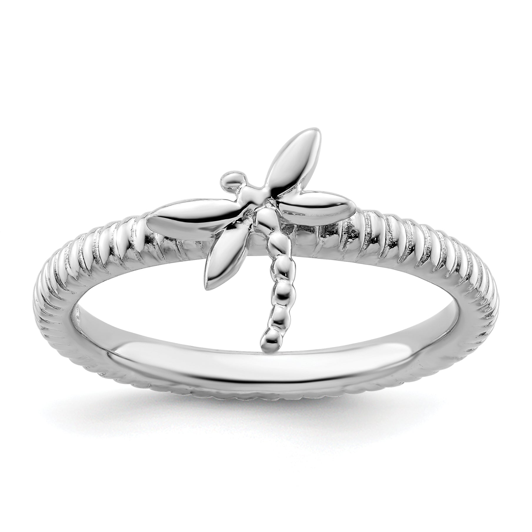 Sterling Silver Stackable Expressions Dragonfly Ring Main image