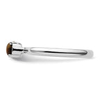 Sterling Silver Stackable Expressions Tigers Eye Rhodium-Plated Ring