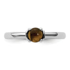 Sterling Silver Stackable Expressions Tigers Eye Rhodium-Plated Ring