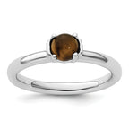 Sterling Silver Stackable Expressions Tigers Eye Rhodium-Plated Ring