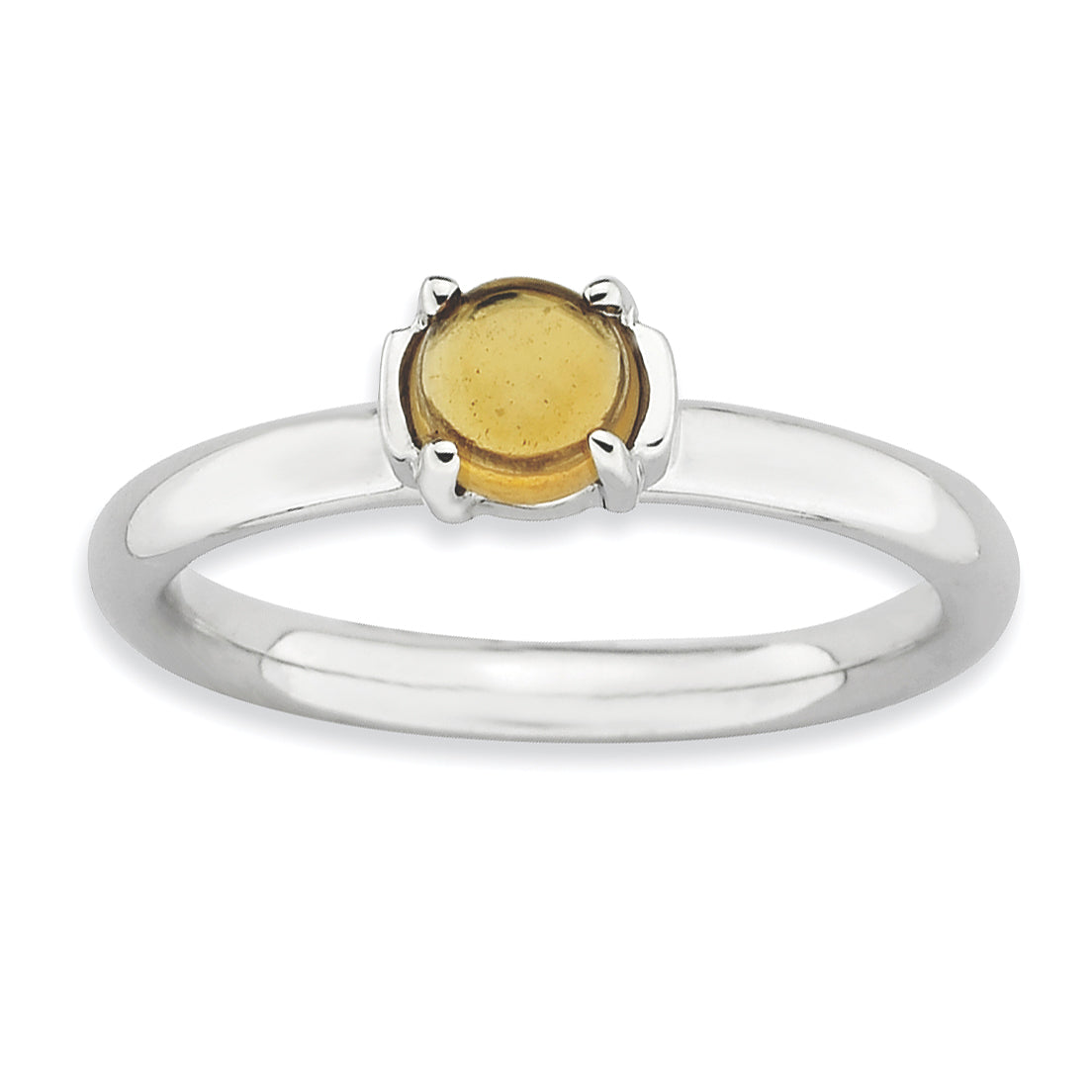 Sterling Silver Stackable Expressions Citrine Rhodium-Plated Ring