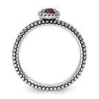 Sterling Silver Stackable Expressions Checker-cut Amethyst Antiqued Ring