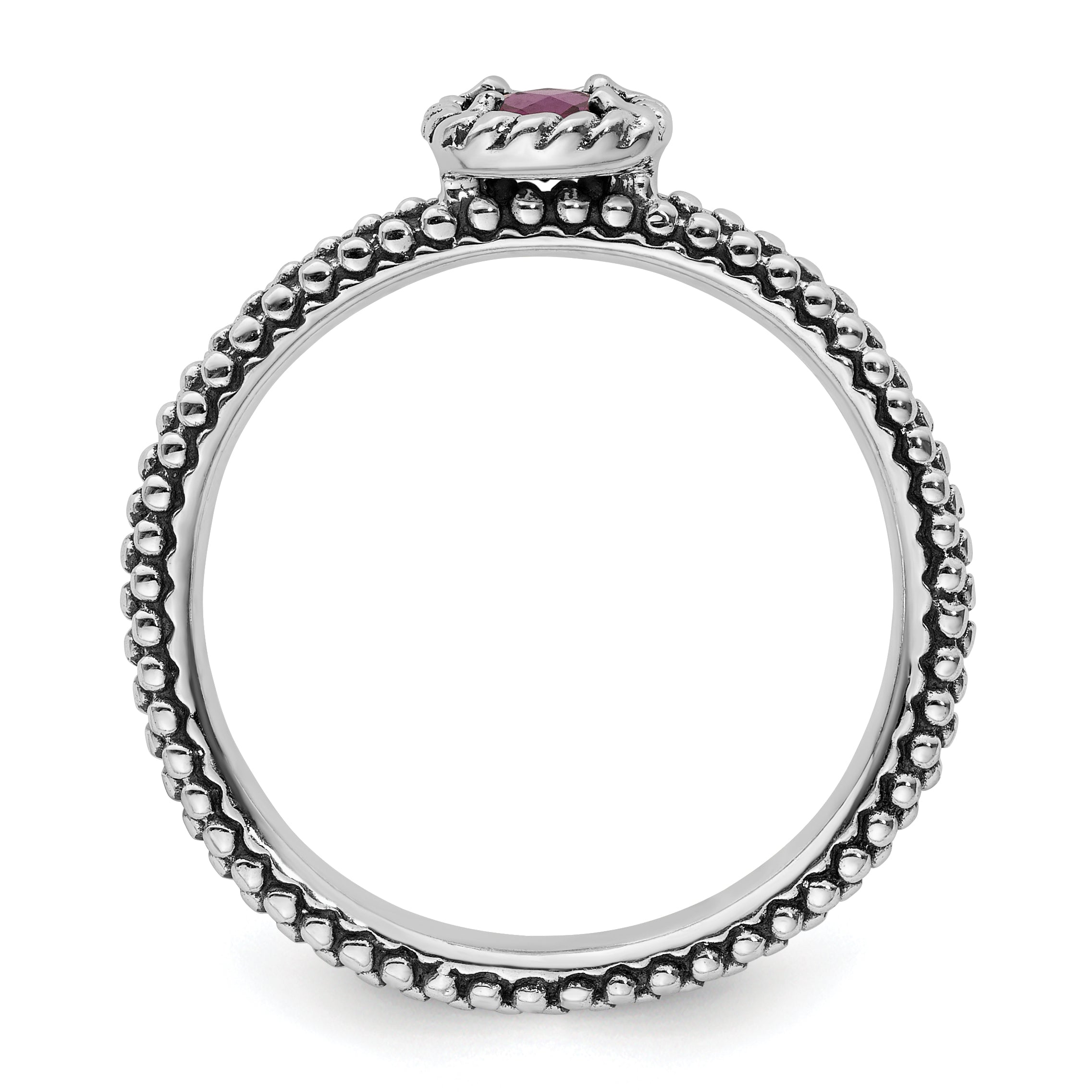 Sterling Silver Stackable Expressions Checker-cut Rhodolite Garnet Ring Secondary image