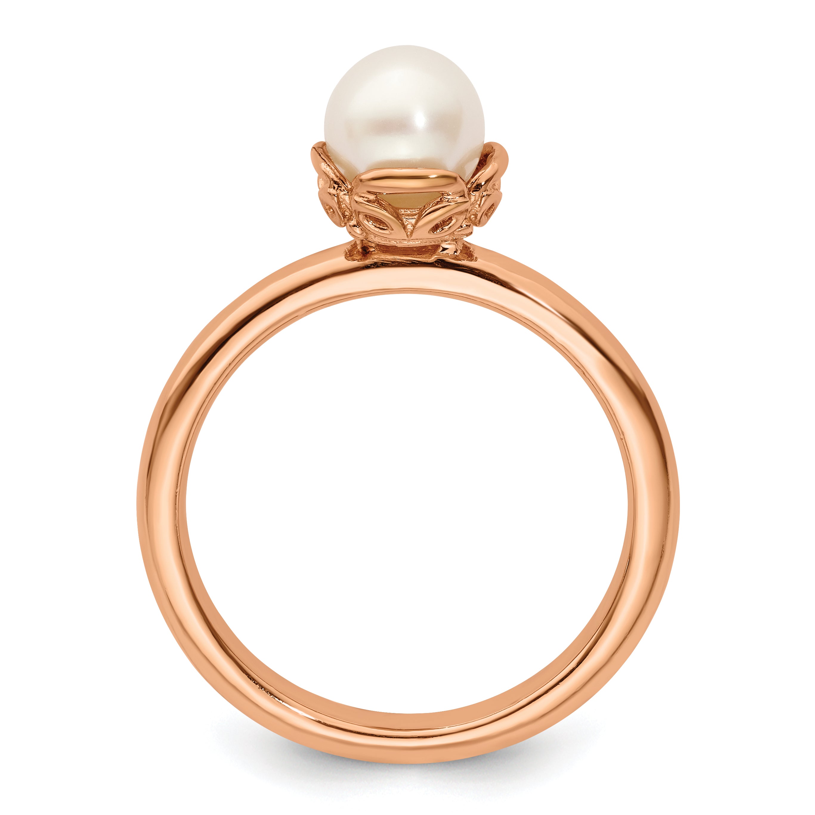 Cultured Pearl Stackable Ring in Rose-Plated Sterling Silver Secondary image