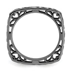 Sterling Silver Stackable Expressions Polished Black-plated Square Ring