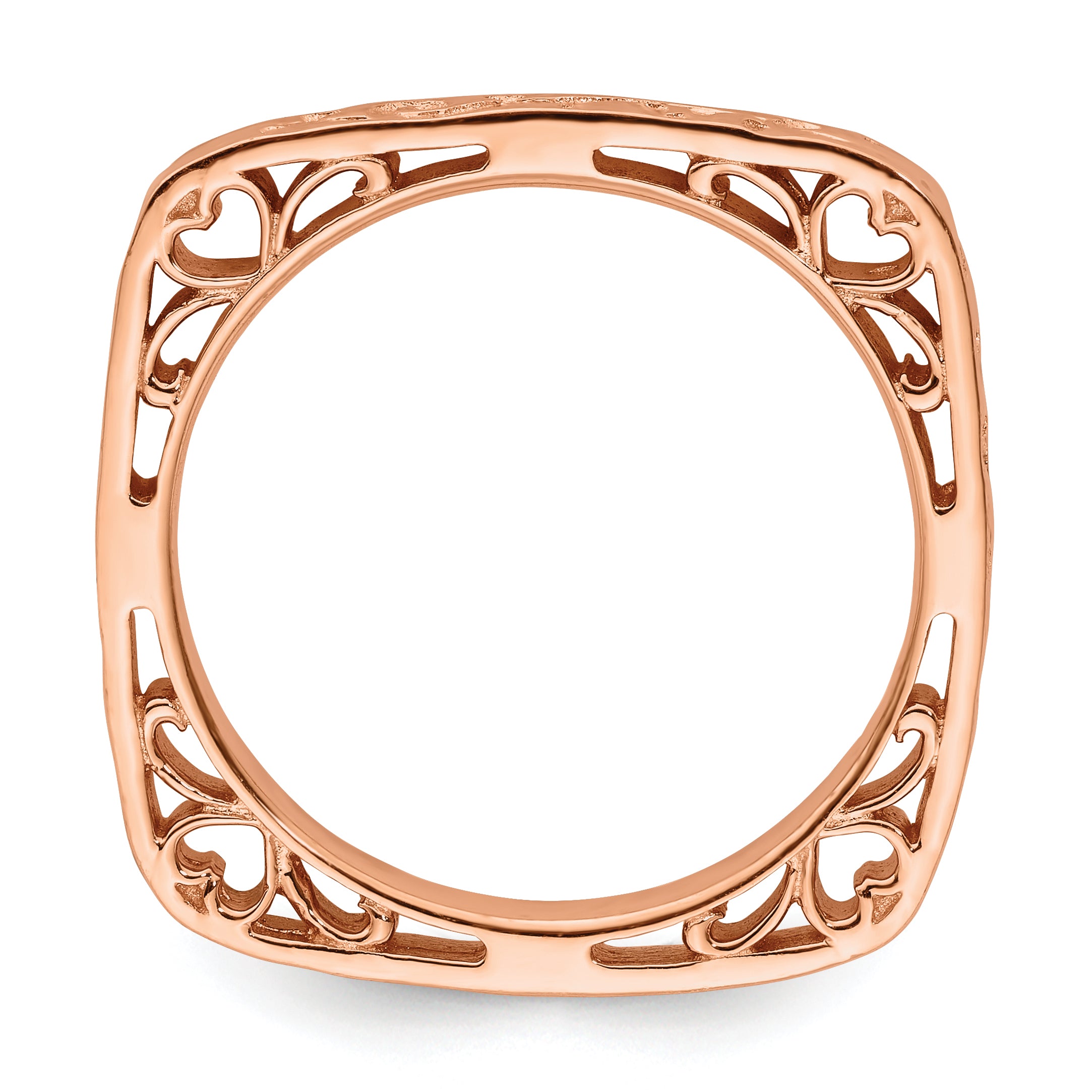 Sterling Silver Stackable Expressions Polished Pink-plated Square Ring Secondary image