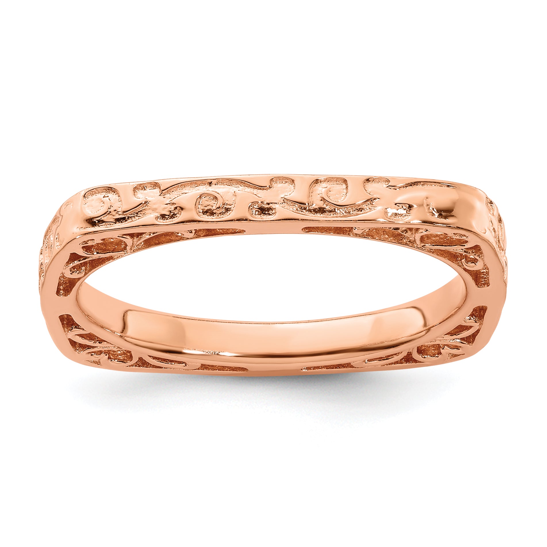 Sterling Silver Stackable Expressions Polished Pink-plated Square Ring Main image