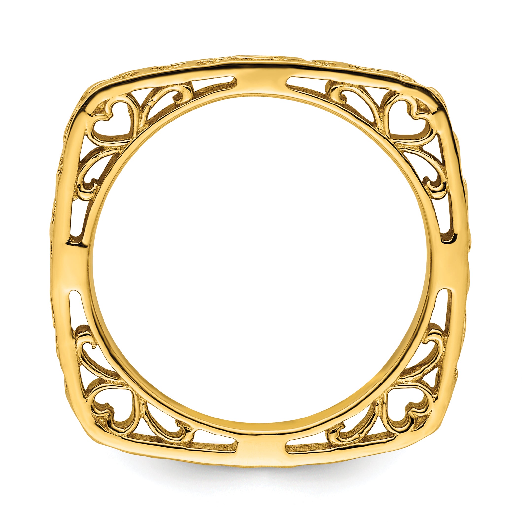 Sterling Silver Stackable Expressions Polished Gold-plated Square Ring Secondary image