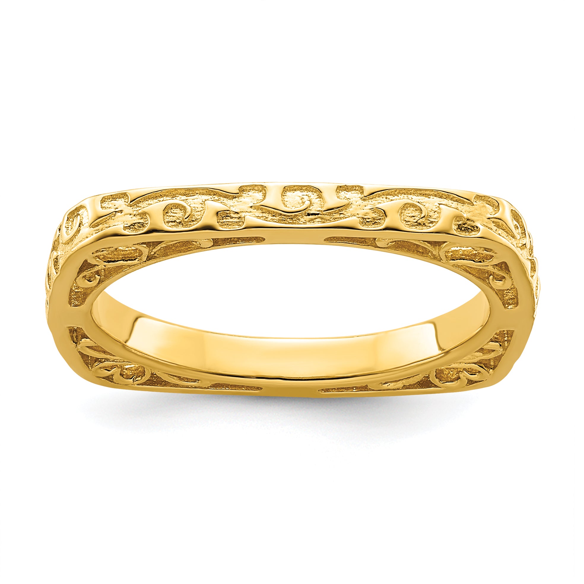 Sterling Silver Stackable Expressions Polished Gold-plated Square Ring Main image