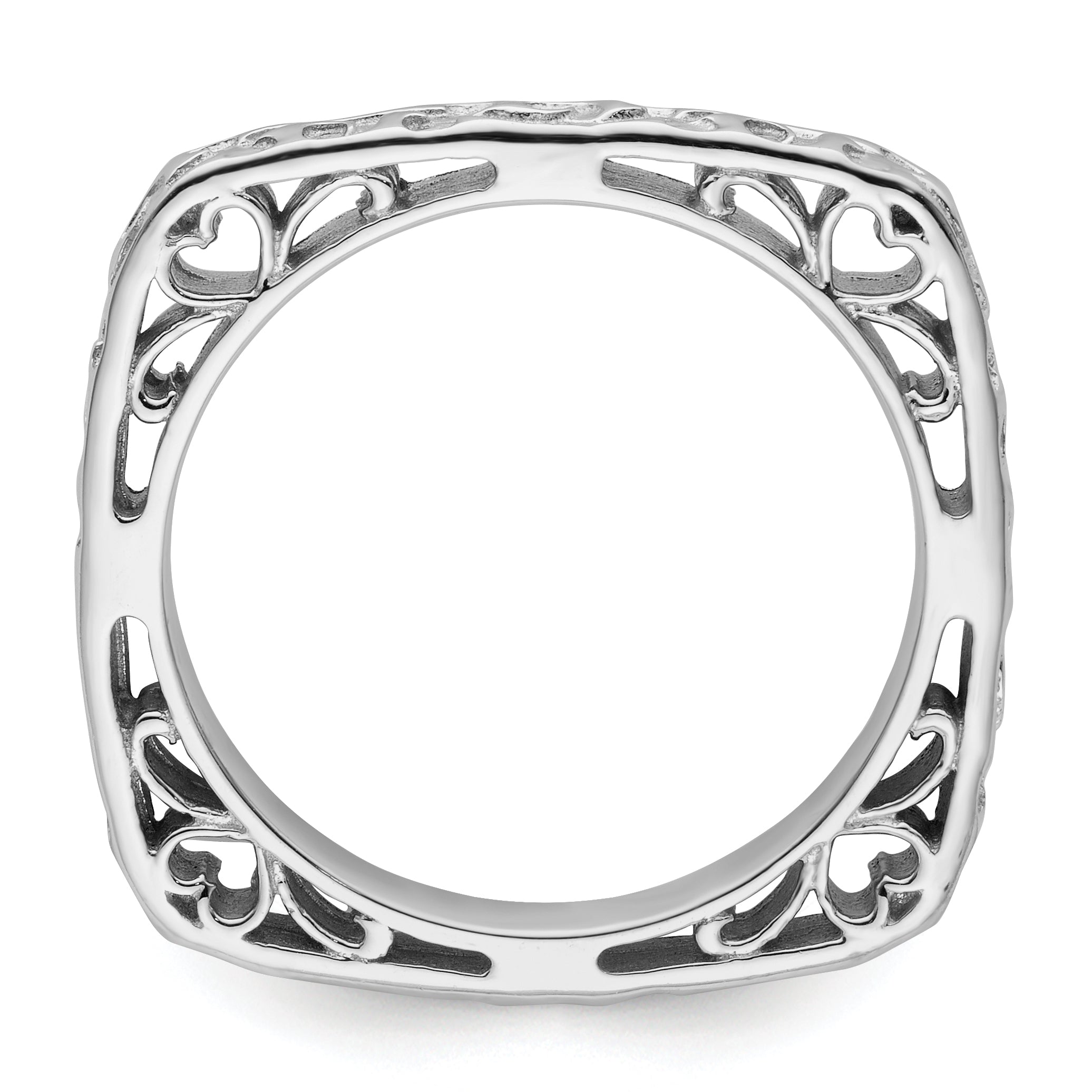 Polished Square Stackable Ring in Sterling Silver Secondary image