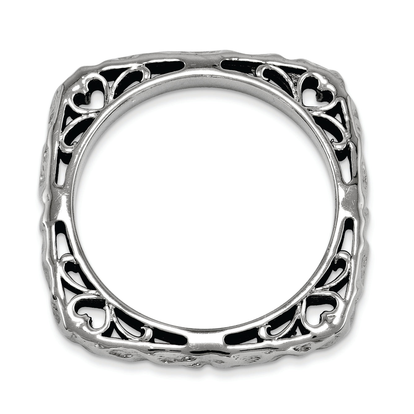 Sterling Silver Stackable Expressions Polished Black-plate Square Ring Secondary image