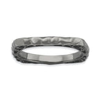 Sterling Silver Stackable Expressions Polished Black-plate Square Ring