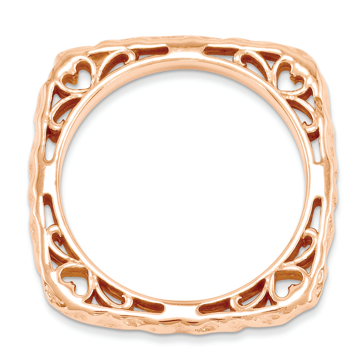 Sterling Silver Stackable Expressions Polished Pink-plate Square Ring Secondary image