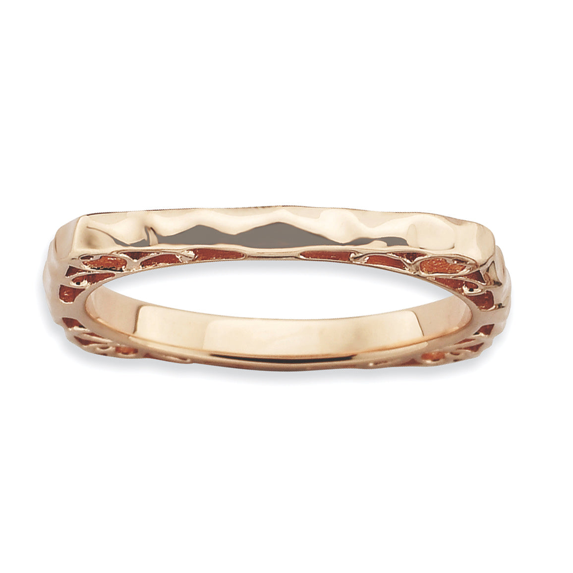 Sterling Silver Stackable Expressions Polished Pink-plate Square Ring Main image