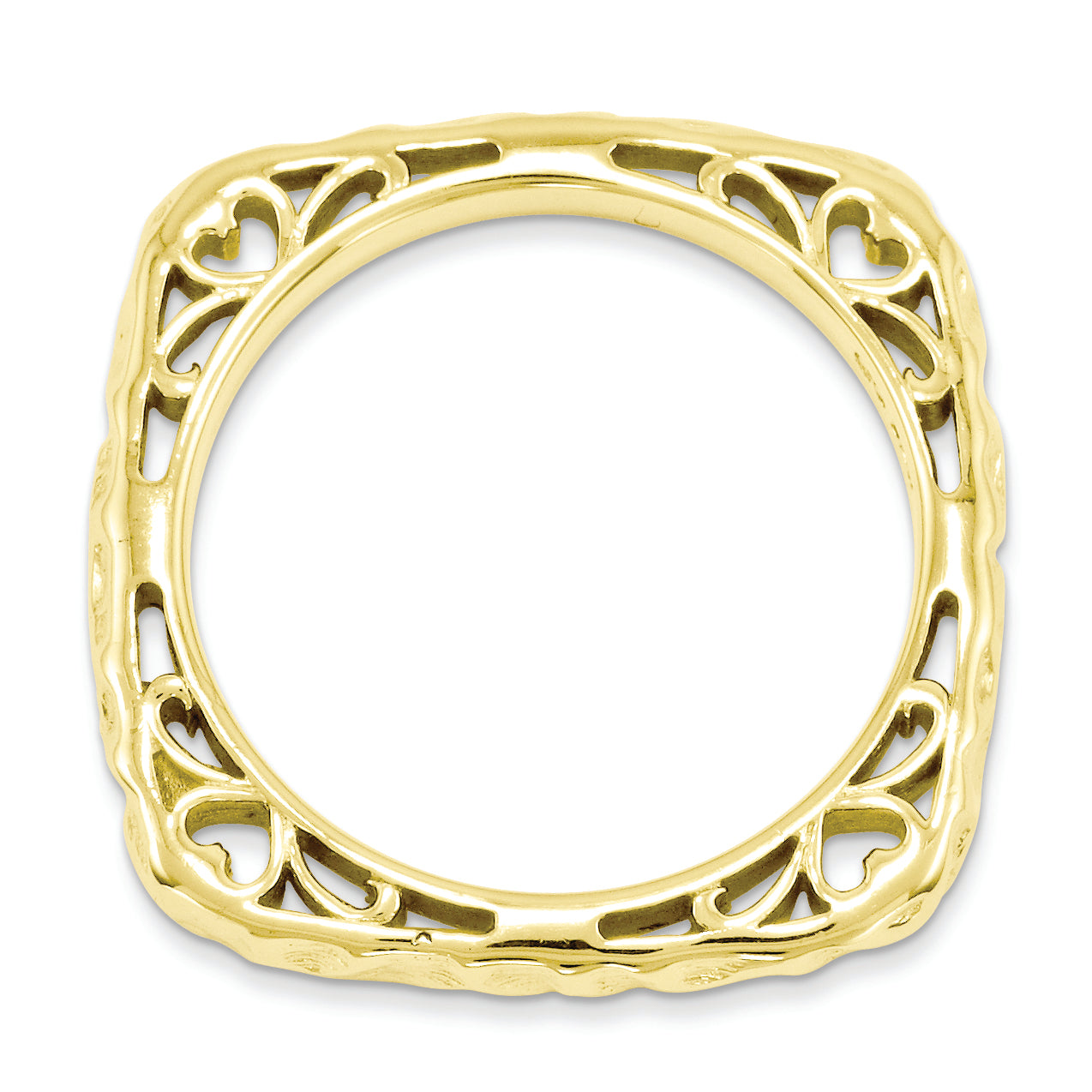 Sterling Silver Stackable Expressions Polished Gold-plate Square Ring Secondary image