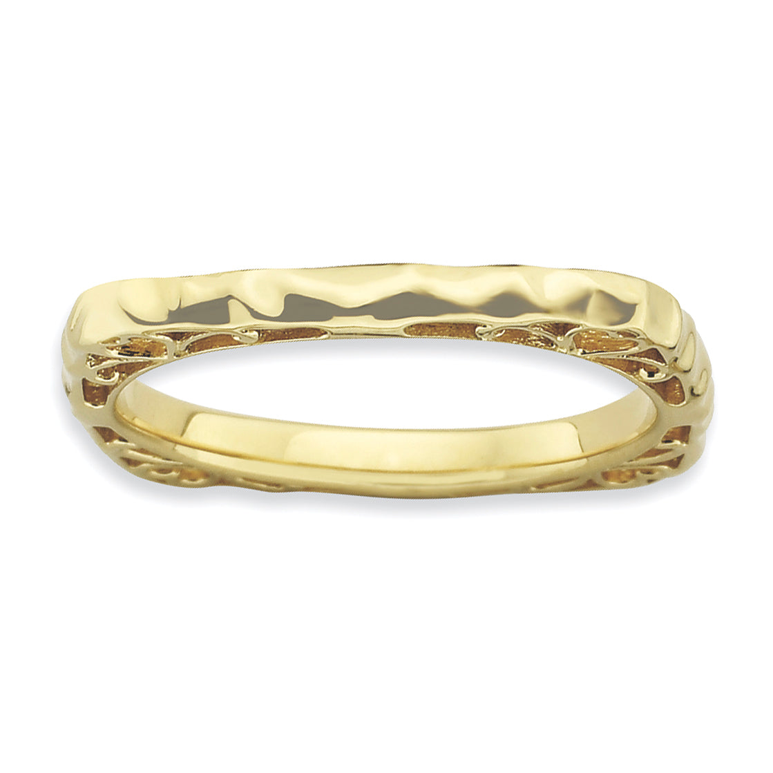 Sterling Silver Stackable Expressions Polished Gold-plate Square Ring Main image