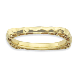 Wavy Gold-Plate Square Stackable Ring in Gold-Plated Sterling Silver - Sophia Jewelers
