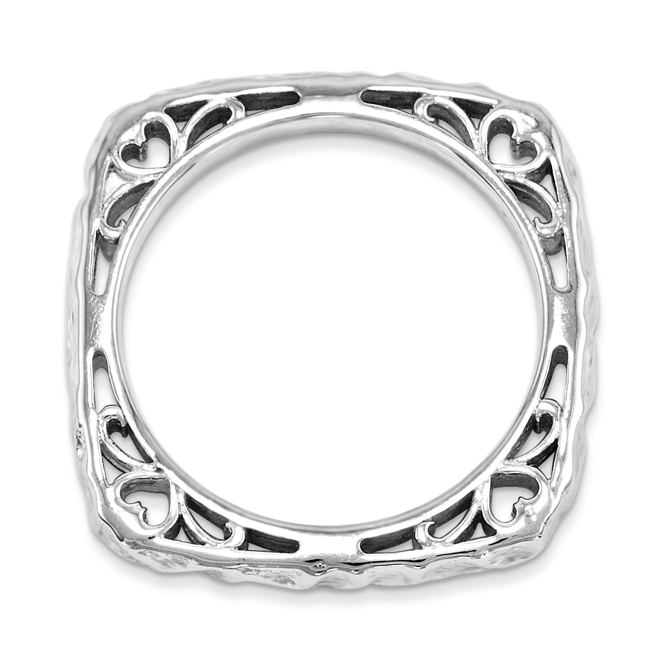 Sterling Silver Stackable Expressions Polished Rhodium-plate Square Ring Secondary image