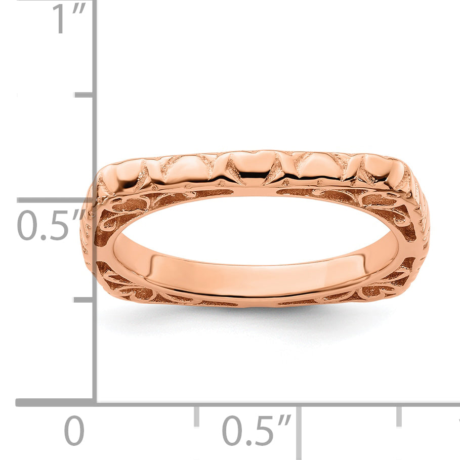 Sterling Silver Stackable Expressions Polished Pink-plated Square Ring
