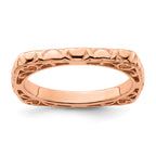 Sterling Silver Stackable Expressions Polished Pink-plated Square Ring