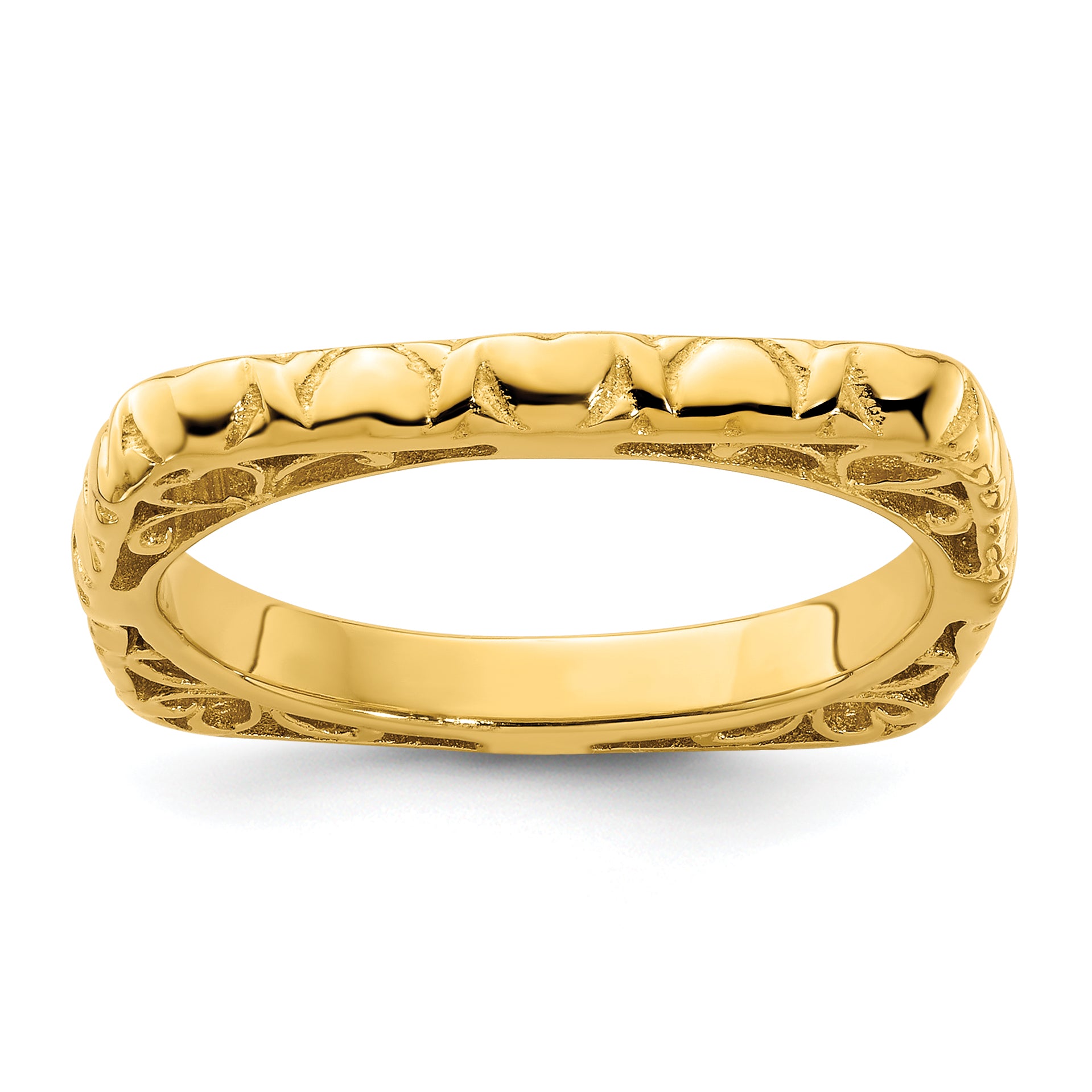 Sterling Silver Stackable Expressions Polished Gold-plated Square Ring Main image