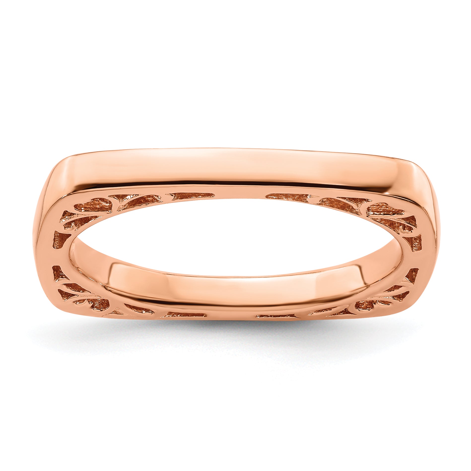 Sterling Silver Stackable Expressions Polished Pink-plated Square Ring Main image