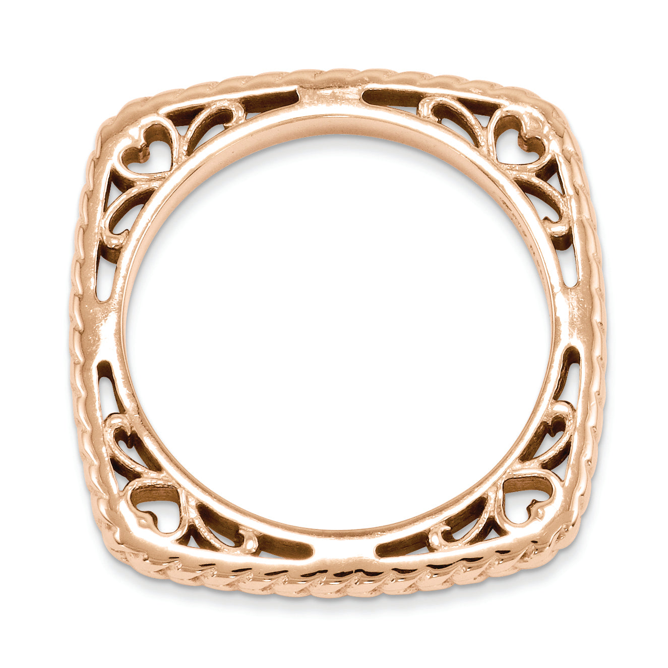 Sterling Silver Stackable Expressions Polished Pink-plate Square Ring Secondary image
