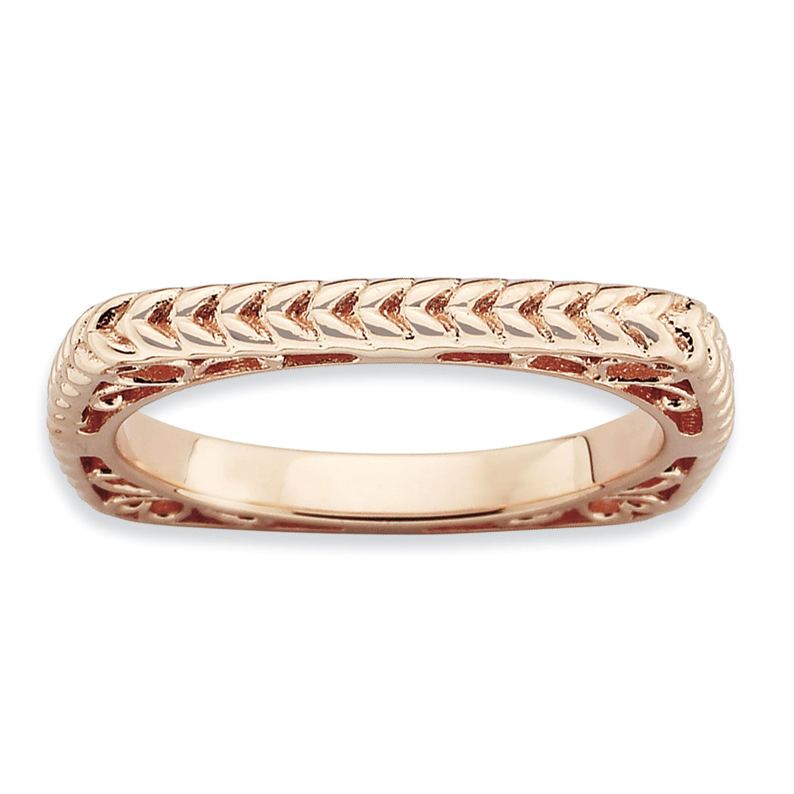 Sterling Silver Stackable Expressions Polished Pink-plate Square Ring Main image