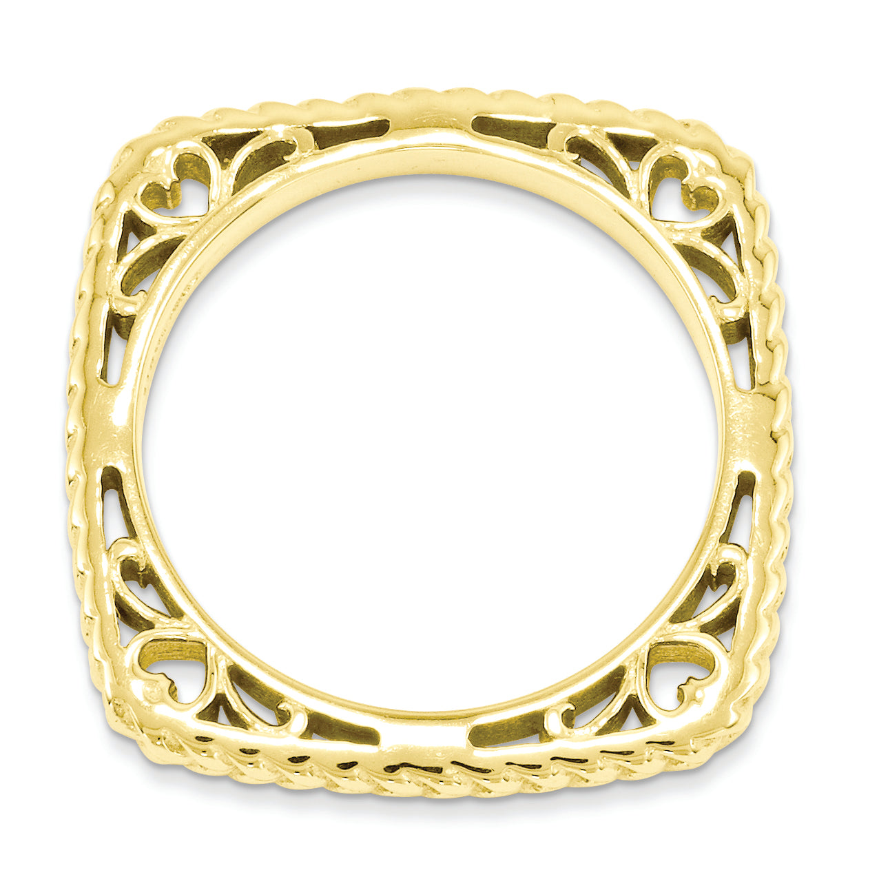 Sterling Silver Stackable Expressions Polished Gold-plate Square Ring Secondary image