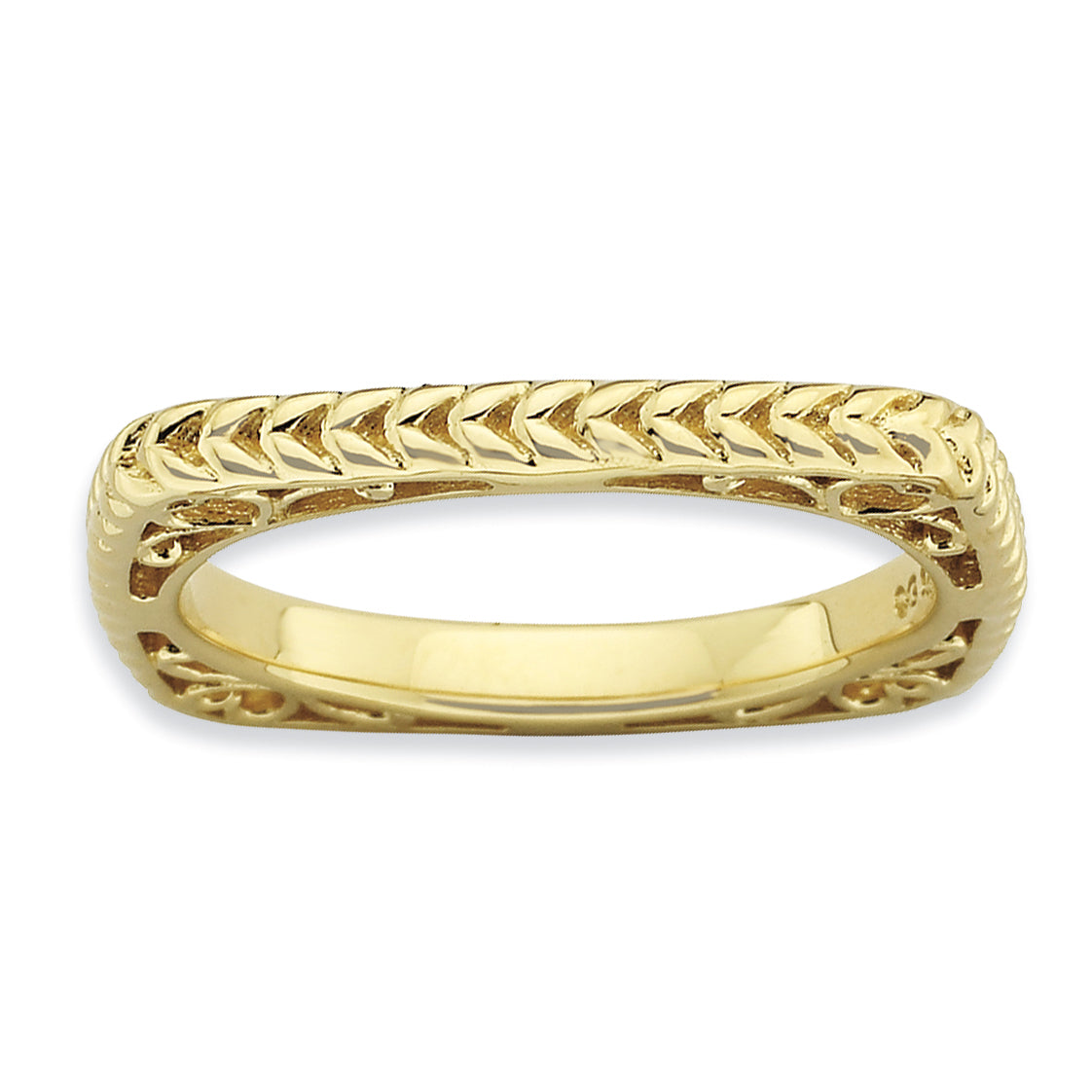 Sterling Silver Stackable Expressions Polished Gold-plate Square Ring Main image