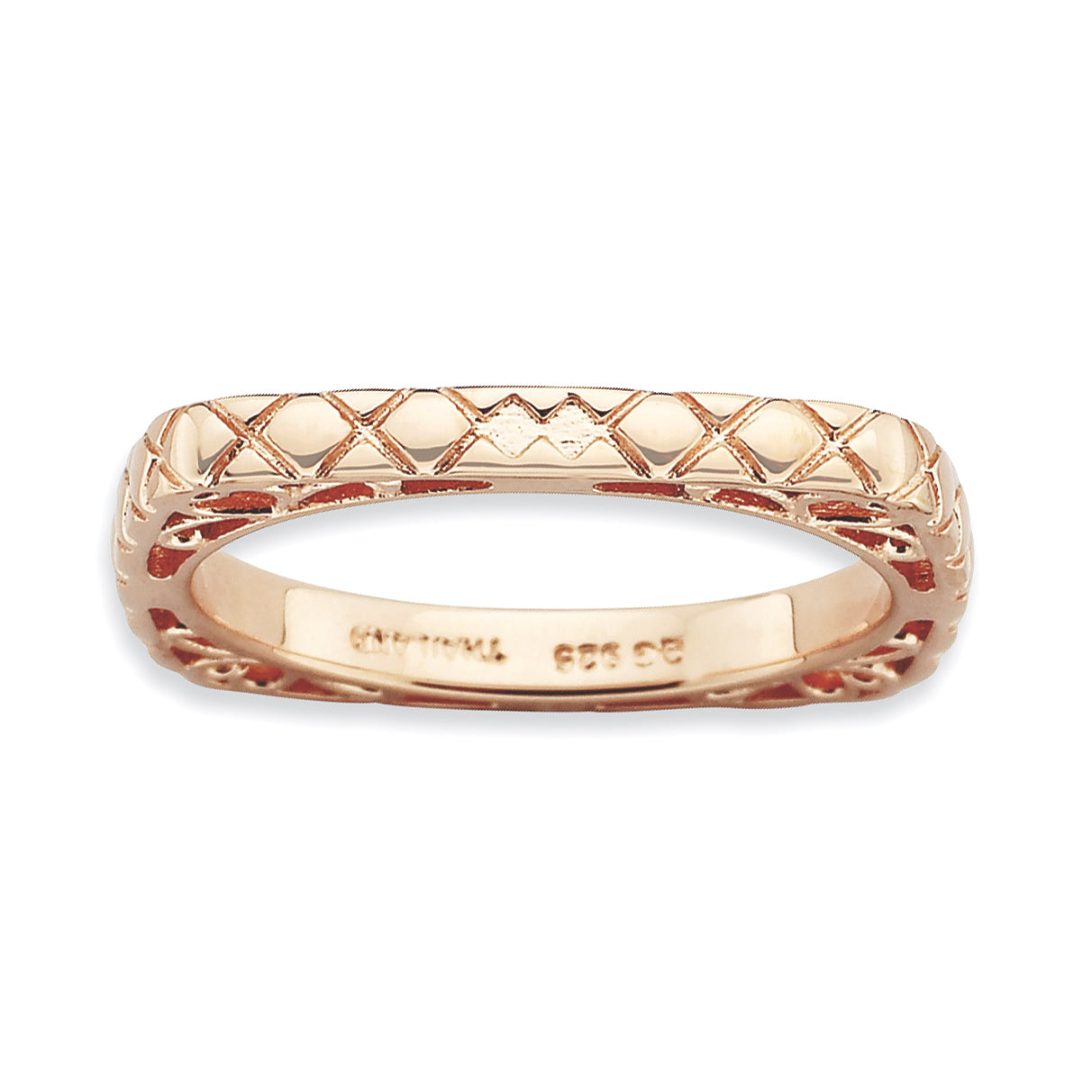 Sterling Silver Stackable Expressions Polished Pink-plate Square Ring Main image