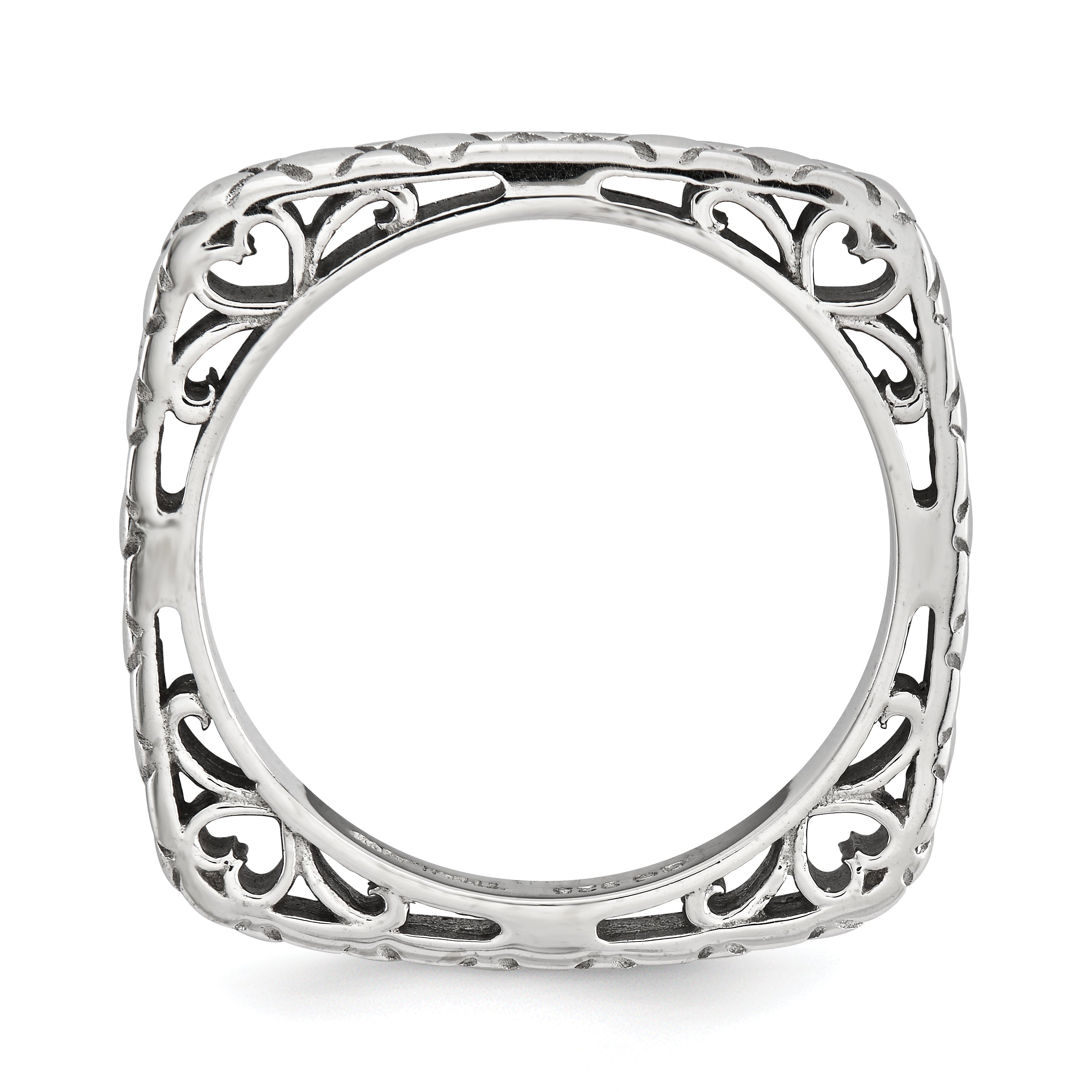 Polished Square Stackable Ring in Sterling Silver Secondary image