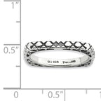 Sterling Silver Stackable Expressions Polished Antiqued Square Ring