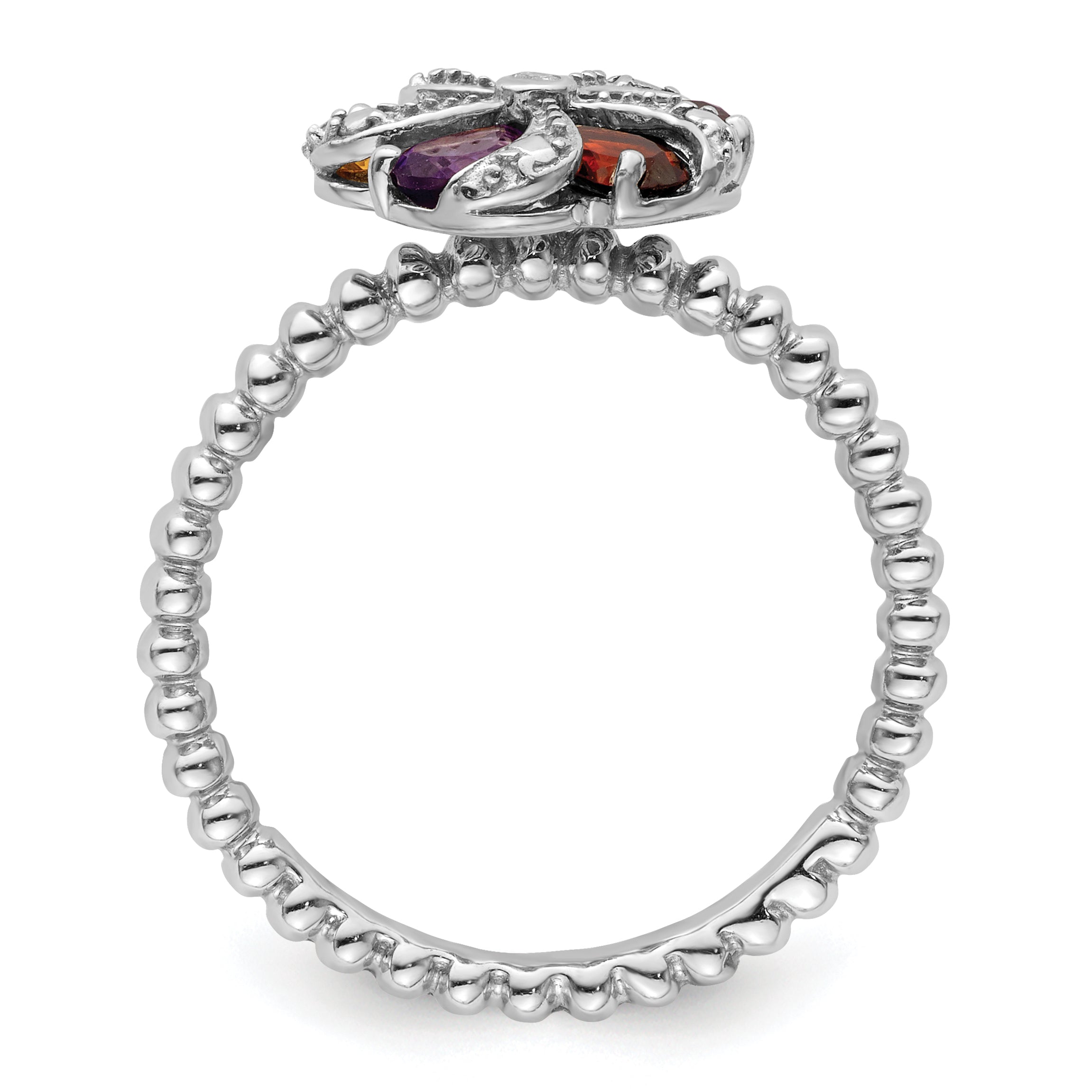 Sterling Silver Stackable Expressions Gemstone & Diamond Ring Secondary image