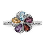 Sterling Silver Stackable Expressions Gemstone & Diamond Ring